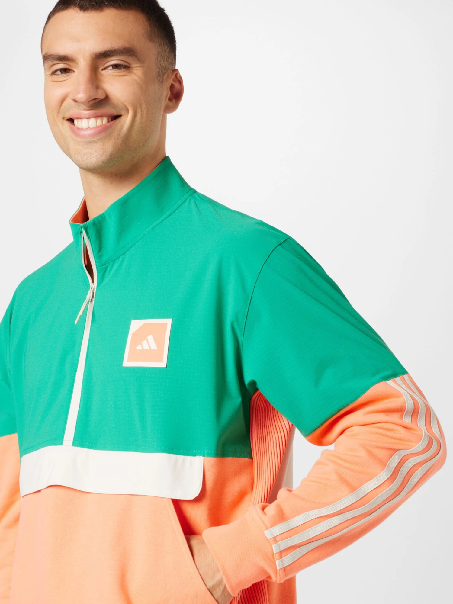 Adidas Golf Trainingsjacks Sportsweatvest Heren Groen / Koraal 2 Adidas Golf Trainingsjacks Sportsweatvest Heren Groen / Koraal - Afbeelding 2
